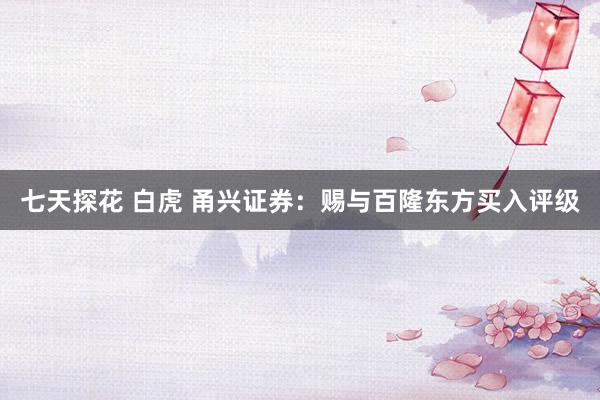 七天探花 白虎 甬兴证券：赐与百隆东方买入评级