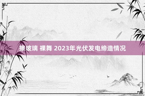 擦玻璃 裸舞 2023年光伏发电缔造情况