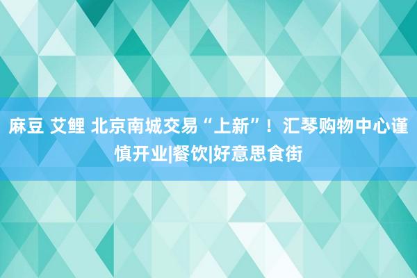 麻豆 艾鲤 北京南城交易“上新”！汇琴购物中心谨慎开业|餐饮|好意思食街